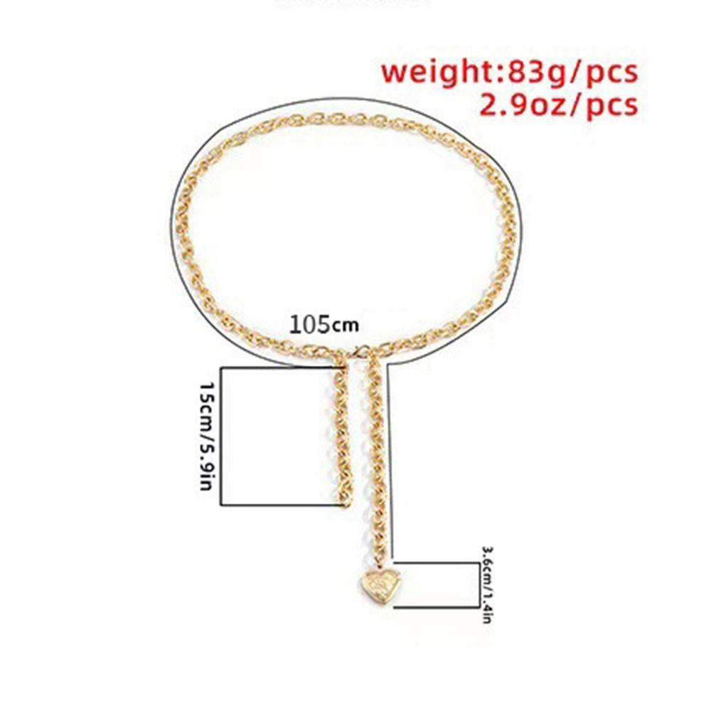 Versatile Waist Chain Belt Alloy Metal Waist Chain Fashion Heart Pendant Waist Chain  For Women
