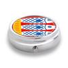 Portapillole Portatile con 3 Scomparti, Mini Custodia Organizer in Metallo per Medicine, Carino Contenitore Stampato per Vitamine, Pillole, Gioielli, Viaggio, Uso Quotidiano