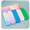 Colorful Holes Silicone Pencil Case Zipper Soft Pencil Pouch Portable Lightweight Stationery Storage Bag Gift