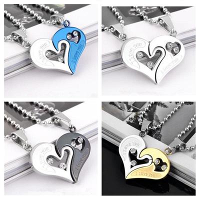 Heart-Shaped Diamond Couple Necklaces – Trendy His & Hers Matching Jewelry