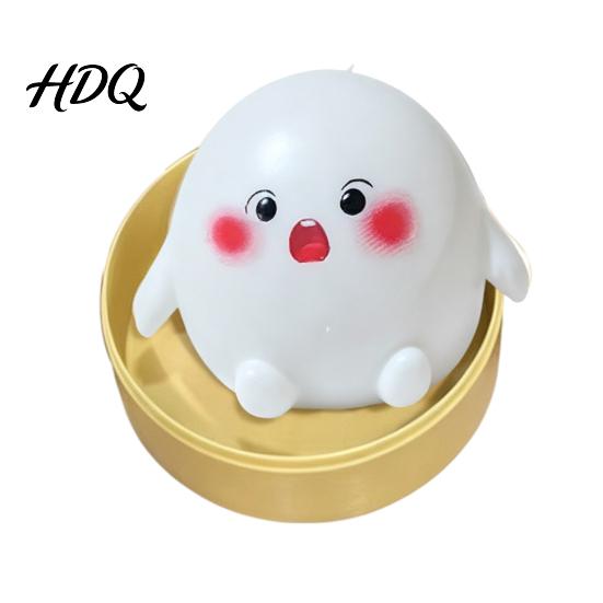 Stress Ball Fidget Toy Cartoon Steamed Bun Squeeze with Steamer, Relief Dough Hand Sensory Toy, Anti-Anxiety Gadgets