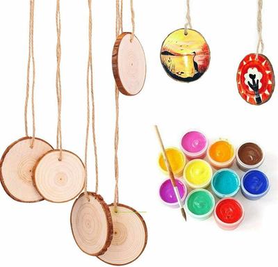 10pcs DIY Crafts Christmas Decor Painting 6-8cm Natural Wood Slices Pine Round Unfinished Wood Slices Circles With Tree Bark