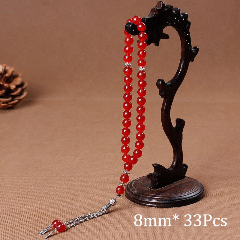 33 Prayer Rosary Beads 8mm Natural Stone Agate Color Optional For Islamic Tasbih Muslim Men Allah Mohammed Meditation Pendant