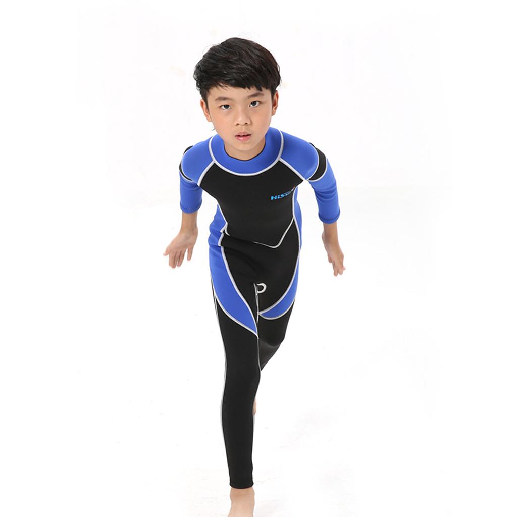 Kids Wetsuit Girls Boys Zippered Long Sleeve Diving Swimsuit Quick Dry One Piece Chlidren Surf Suit for Water Sports