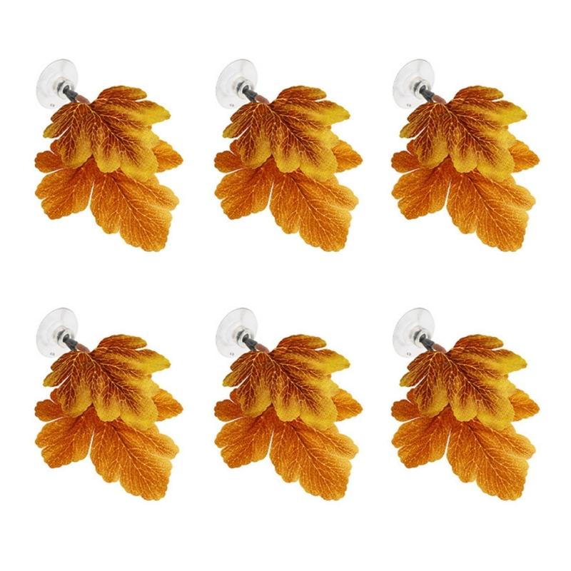 Artificial Leaves Aquariums Decoration 6PCS Suction Cup Hammock Bed, Betta Tanks Habitats Decors for Fish Shrimp Shelter and Spawning