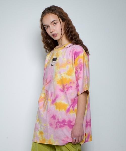 Fake Mama Tie-Dye Face Print T-Shirt [Pink] Light Pink