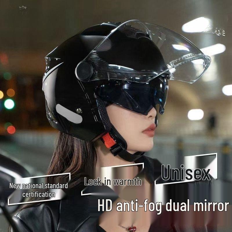 National 3C Certified Winter Double Visor Helmet, Unisex All-Season Electric Vehicle Safety Helmet.