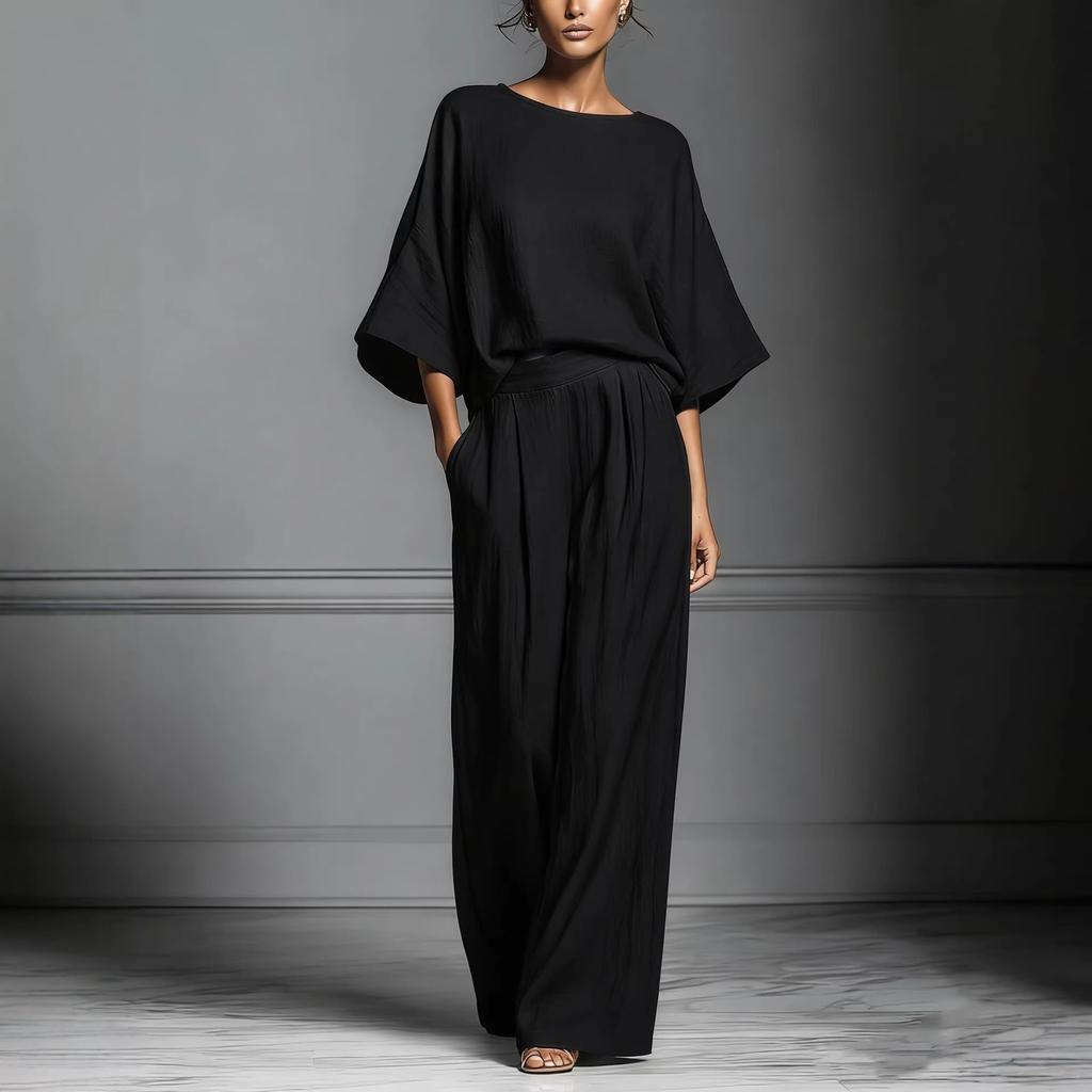 Women's Loose-fitting, Stylish, And Elegant Flared-Sleeve Linen Suit