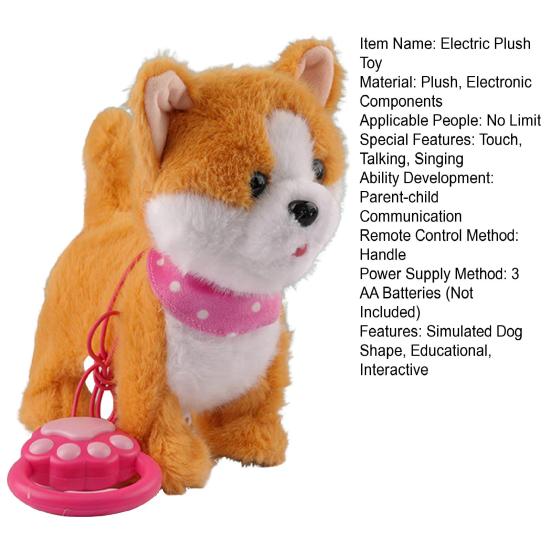 Interactive Walking Plush Puppy Toy with Touch Sensing Tongue Licking Motion Lifelike Sounds Electric Dog Plushie with Leash Simulation Stuffed Toy