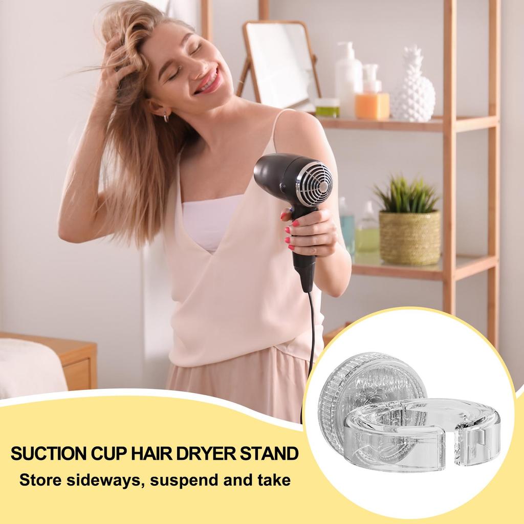 punch-free Hair Dryer Holder Wall Mounted Suction Cup Blow Dryer Storage Rack Hanger Styling Tool Organizer for Hotel Bathroom