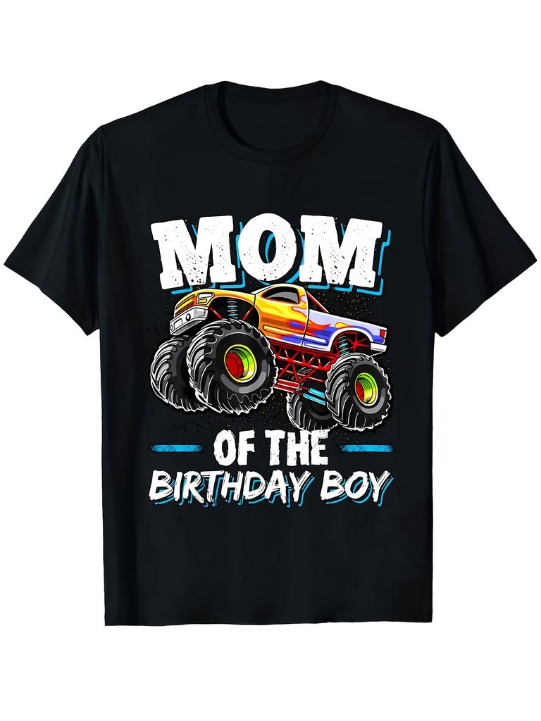 TShirt for The Mother of The Birthday Boy Featuring a Monster Truck Design G