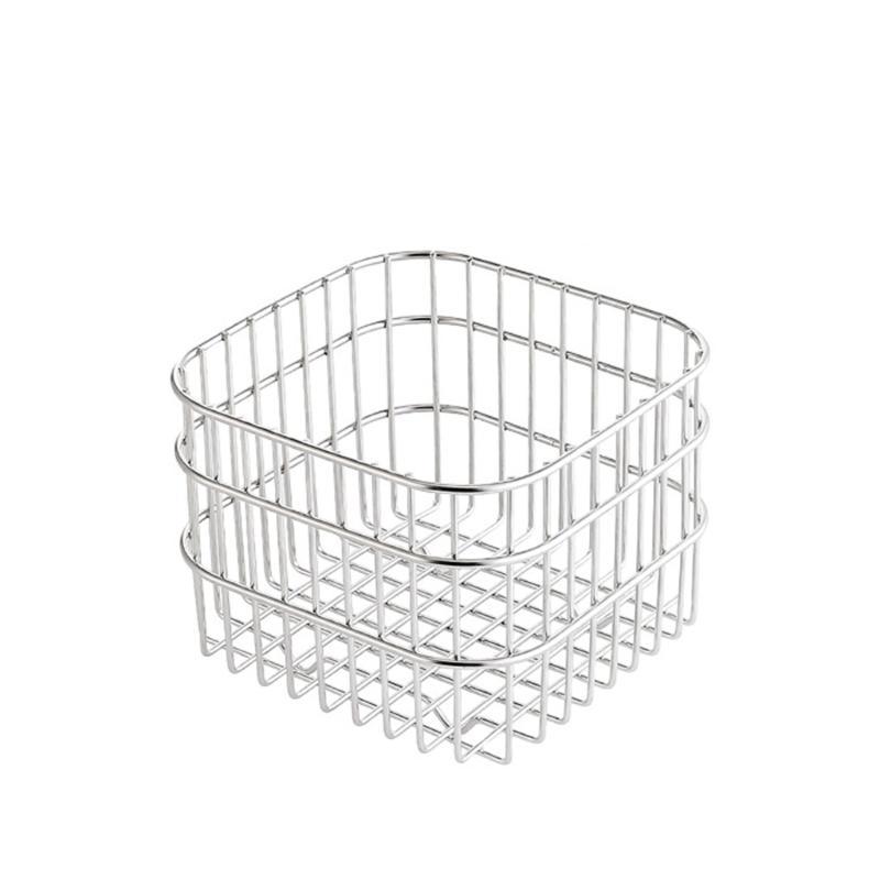  Stainless Steels Kitchen Drain Basket Drainage Rack Large Opening Hollow Metal Wire Storage Basket Countertops Container