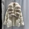 European Station Winter Light Luxury Fox Big Fur Collar Down Jacket Women's Medium and Long Waist Fashion Warm Jacket