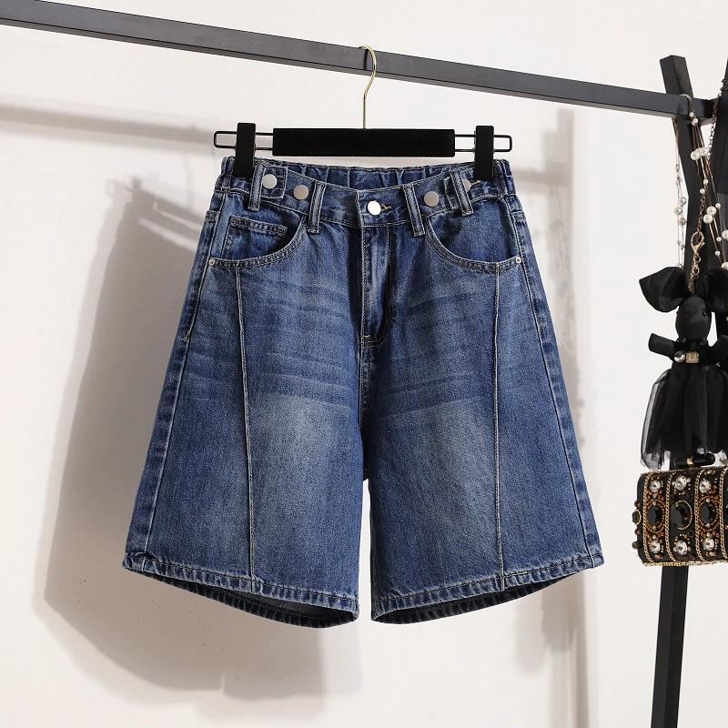 

Dimanaf 2025 Новые летние короткие джинсы брюки женские свободные повседневные джинсовые шаровары большие синие брюки 4XL темно-синий