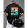 T-shirt Uomo Tendenza Moda, Stampa Fronte-Retro Surfing e Suono, Adatta per Casa, Tempo Libero Quotidiano e Sport Fitness all'Aperto
