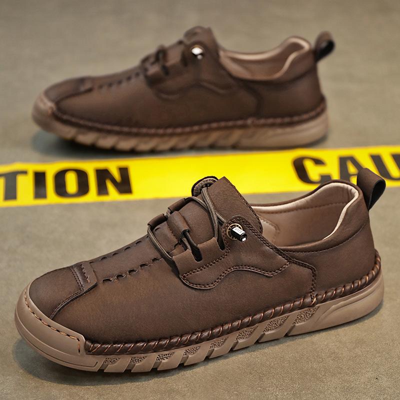 Fashion New Leather Men's Shoes Breathable Driving Shoes Designer Outdoor Men Loafers Lace-Up Men Flat Casual Shoes Fashion Moccasins