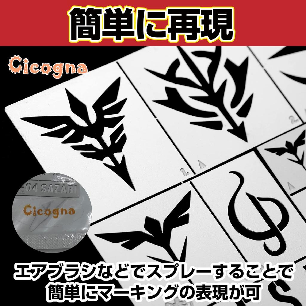 Gunpla Painting Spray Template Marking Stencil Sheet for Plastic and Dioramas [Cicogna] Models, Airbrush,