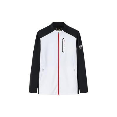 Anta Contrast Logo Print Stand Collar Running Knit Sports Jacket Men Jacket Pure-White Basic-Black 152417743S-1
