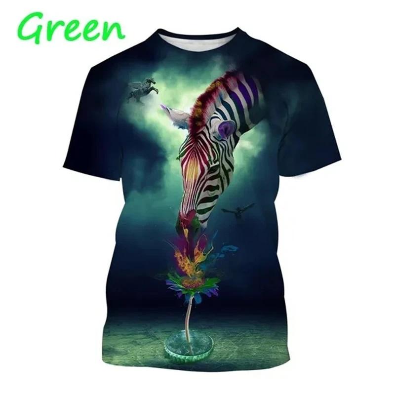 Zebra Pattern T Shirt Men's Cute Animals 3D Printed T-Shirts Summer Fashion Kids Women Casual Cool O Neck Loose Tees Tops