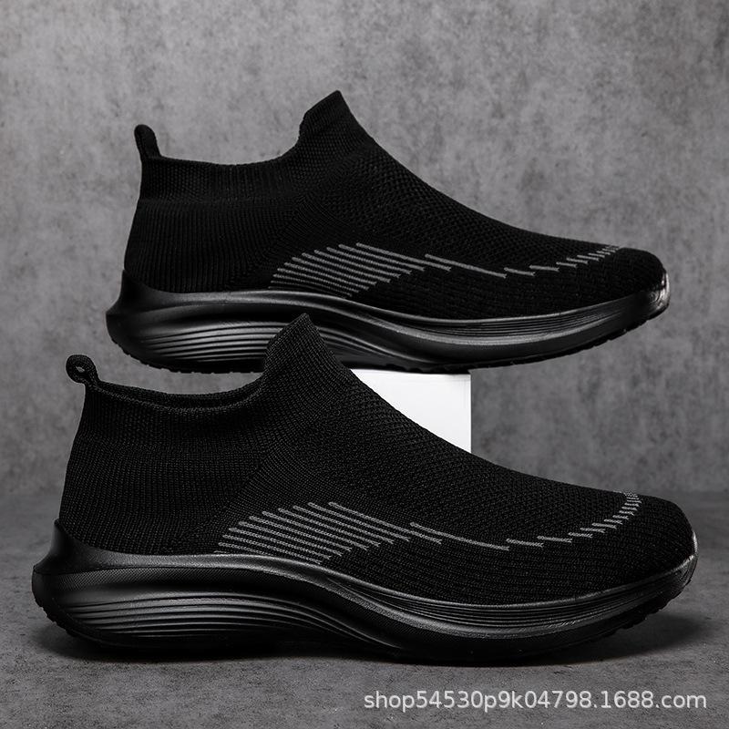 Men's shoes mesh sports casual running shoes multi-color fly-woven mesh shoes men's and women's shoes black lightweight socks shoes