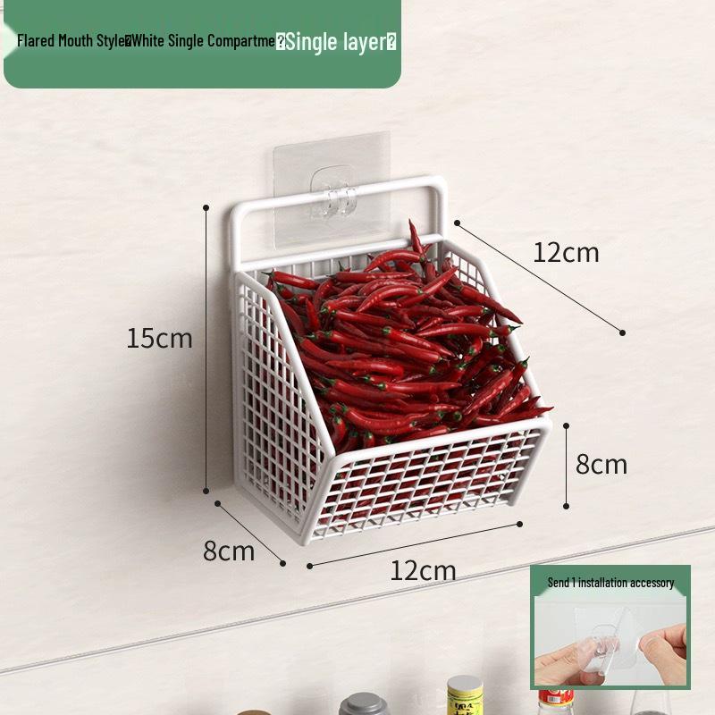 Wall-Mounted Spice Rack & Vegetables Basket with Onion, Ginger, Garlic Storage