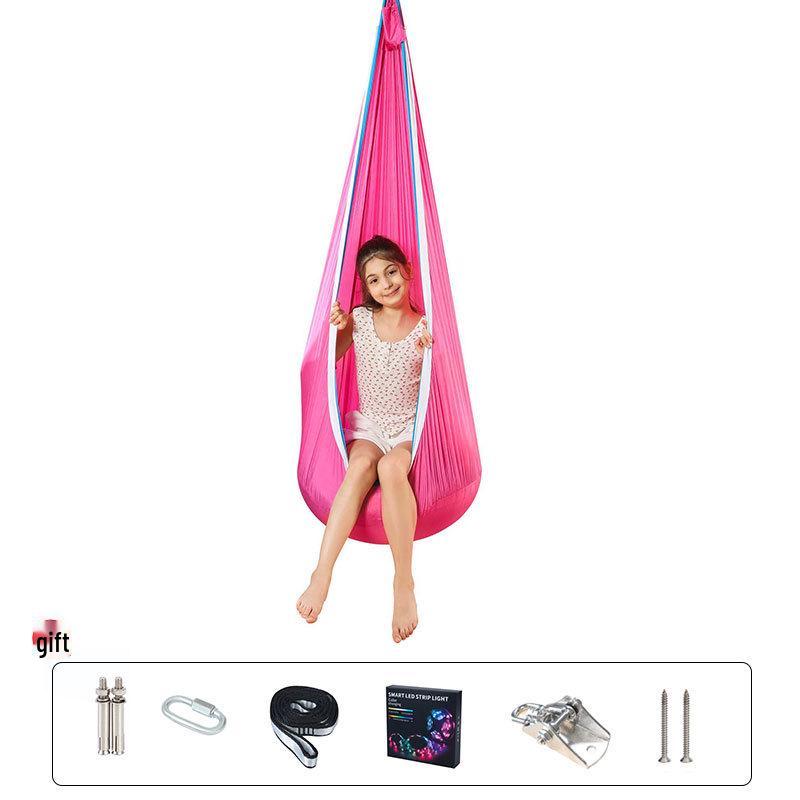 

LED Hanging Chair: Outdoor/Indoor Swing with Inflatable Cushion & Anti-Tip Parachute Cloth
