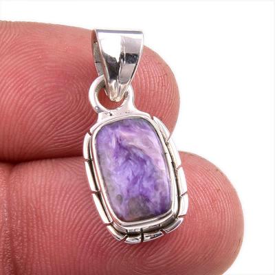 Natural Charoite Gemstone Handmade 925 Solid Sterling Silver Pendant 1.25'' F6n34