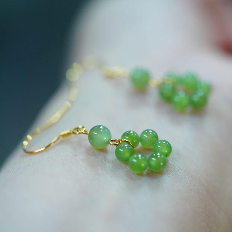 Elegant Gold-Plated Jade Earrings for Women - 925 Sterling Silver, Light Luxury, Perfect Gift
