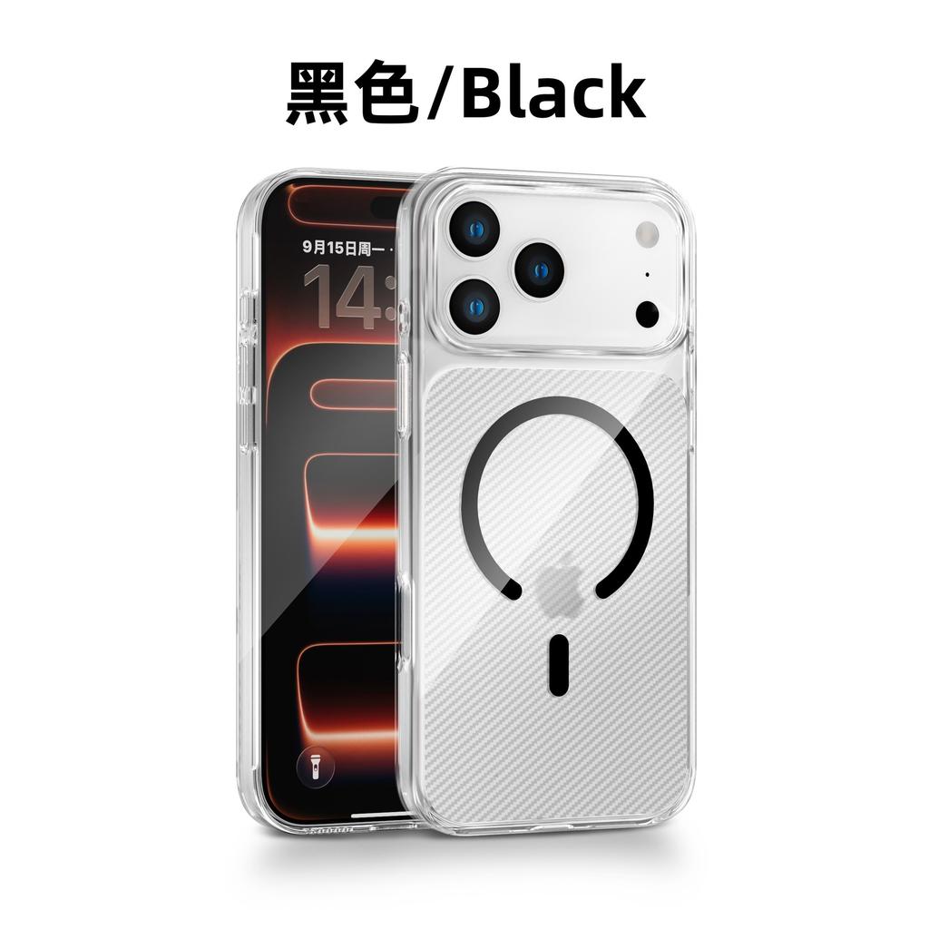Applicable To iPhone11PM Magnetic Transparent Mobile Phone Case Apple 11 All-inclusive PC Carbon Fiber Texture Magnetic Mobile Phone Case