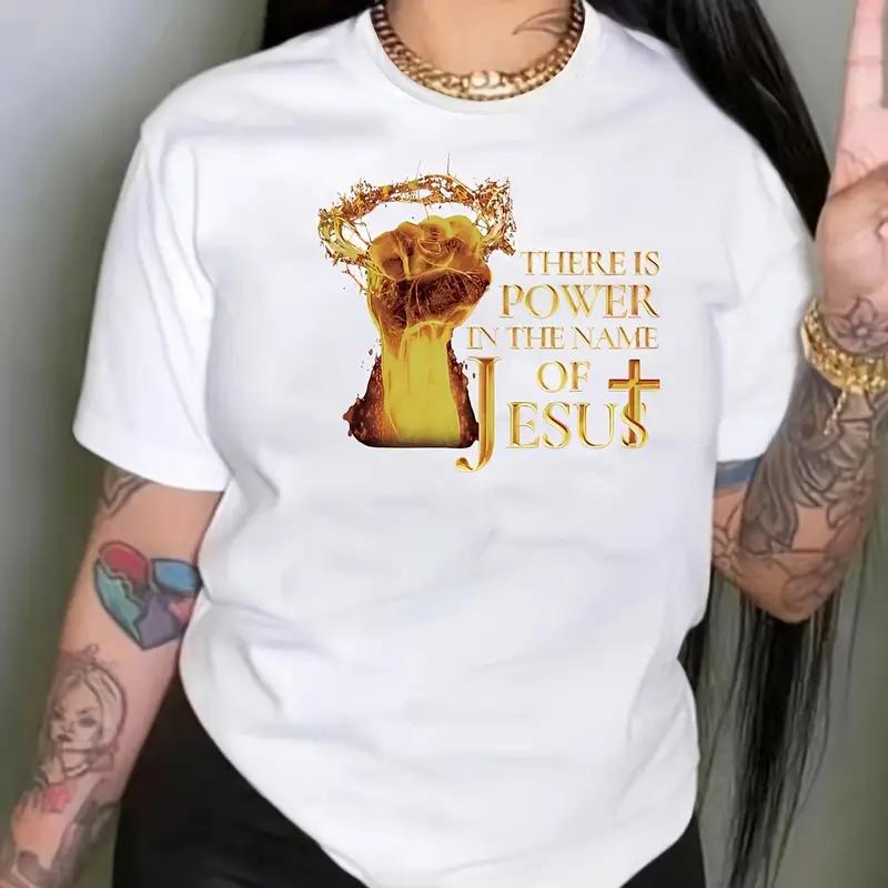 

Jesus Letter Print T-Shirt Casual Crew Neck Short Sleeve T-Shirt Unisex s Clothing Tee Unisex Unisex Streetwear Fashion Clothes 4XL