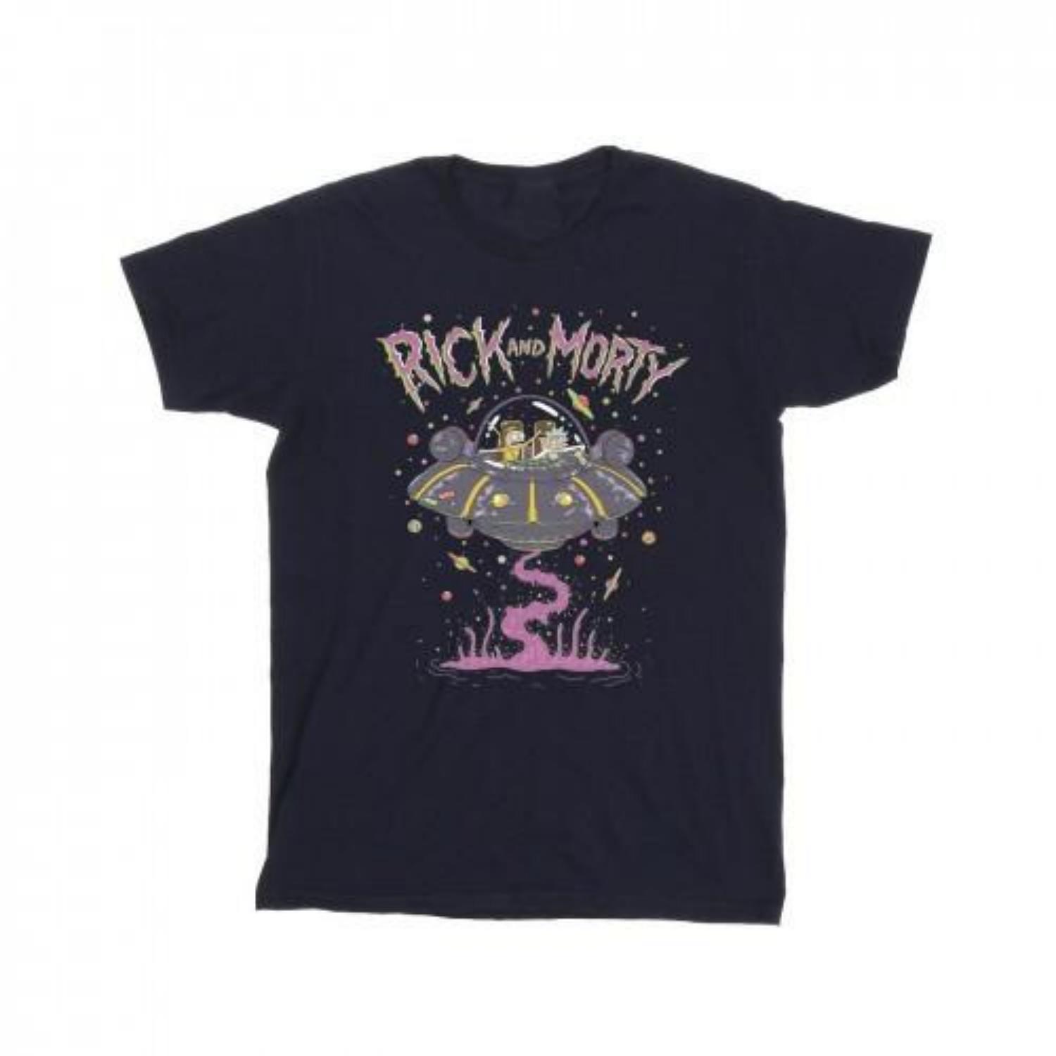 Rick And Morty Mens Pink Spaceship T-Shirt S