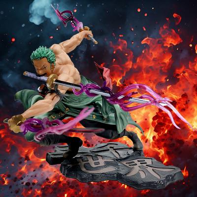 One Piece Anime Figur 21cm Action Drei-Schwert-Kampffähigkeit Roronoa Zoro Figur Modell Geschenke für Kinder Spielzeugauto Schreibtischverzierung