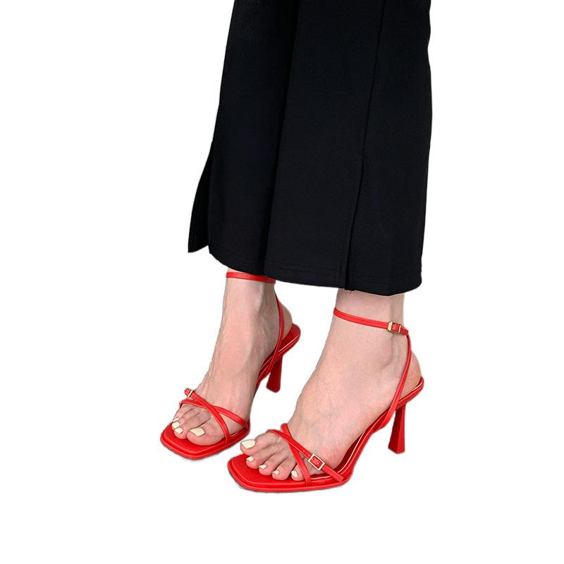 Fashion Comfort Shoes for Women Open Toe Beige Heeled Sandals Ankle Strap Peep Black Low High Fashion Square Girls Rome Casual Scandals