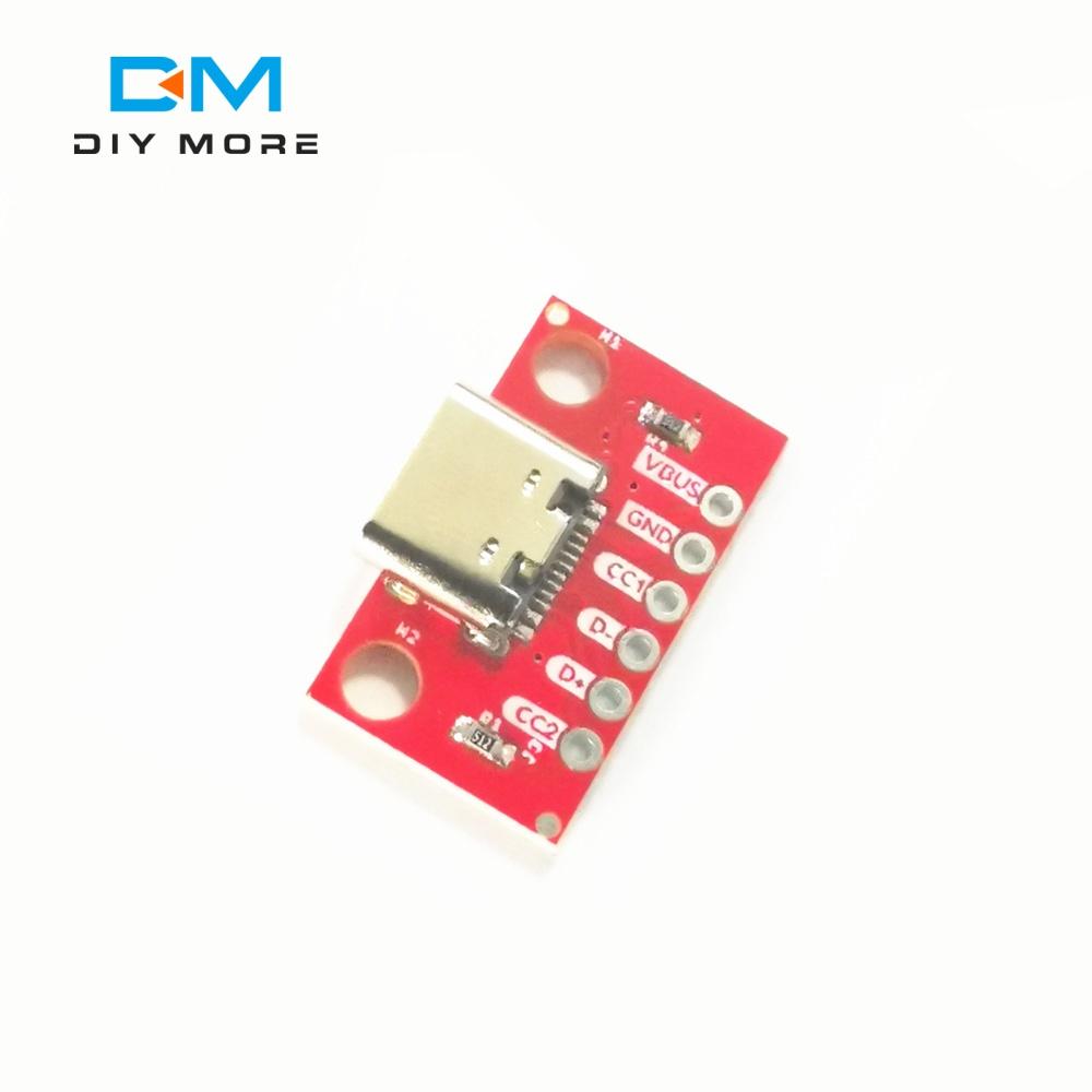 1/5PCS USB Type C Connector Board 3.1 Serial Basic Breakout Female Connector Breakout Board Red Adapter Board With Row Needles