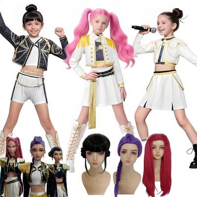 Kinder K-Pop Dämonenjäger Zoey Rumi Mira Kostüm Ausgefallenes Kleid Cosplay Virtuelles Idol Film Cosplay für Mädchen Kinder Halloween Karneval