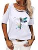 Dámské módní tričko s krátkým rukávem Ležérní s kulatým výstřihem Letní tričko s potiskem Odhalující ramena Top