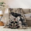 Halloween Throw Blanket Vintage Spooky Skull Throw Blanket For Couch Sofa Bed Living Room Halloween Cozy Soft Lightweight