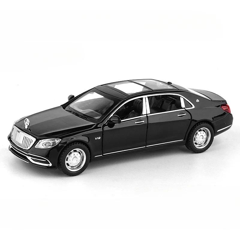 1/32 Benz Maybach S650 Model auta Slitina na hračky litá Limuzína Simulace Vozidla Zvuk Lehká Gumová pneumatika Hračky Dárky k narozeninám pro chlapce