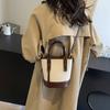 Hand carrying retro fashion bag women's summer new casual versatile bucket bag texture trendy contrasting color messenger bag