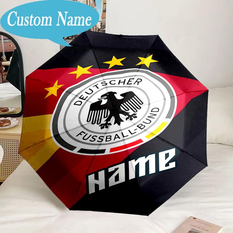 Custom Name Umbrella German Football Badge Emblem Umbrella 8-Frame for Travel, Camping, Casual Lightweight Portable, Essential for Family Gifts