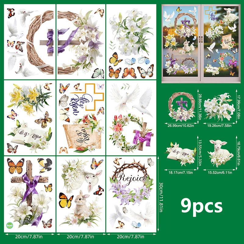 

Cute Easter Bunny Egg Decorations, Shop Window Decorations, Static Cling Stickers, Home Decor Wallpaper, Window Decals
