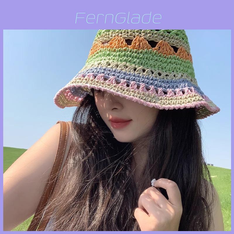 Summer Straw Hat With Wide Brim For Women Sun Protection Beach Vacation Fashion
