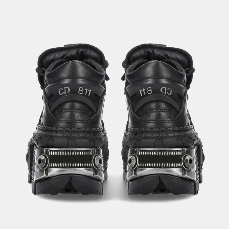Fashion 2025 Brand Design Quality Women's Punk Gothic Shoes Comfortable High Heel Metal Decoration Rivet Handsome Motorcycle Boots