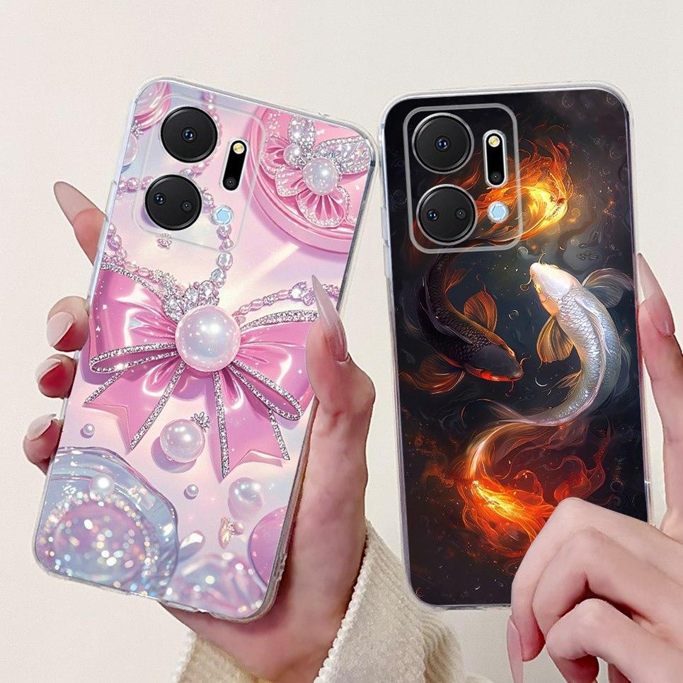 Casing For Huawei Honor X7a X7B Phone Case HonorX7 X 7 4G Luxury Flower Butterfly Dragon Animals Printed Clear Soft Back Cover