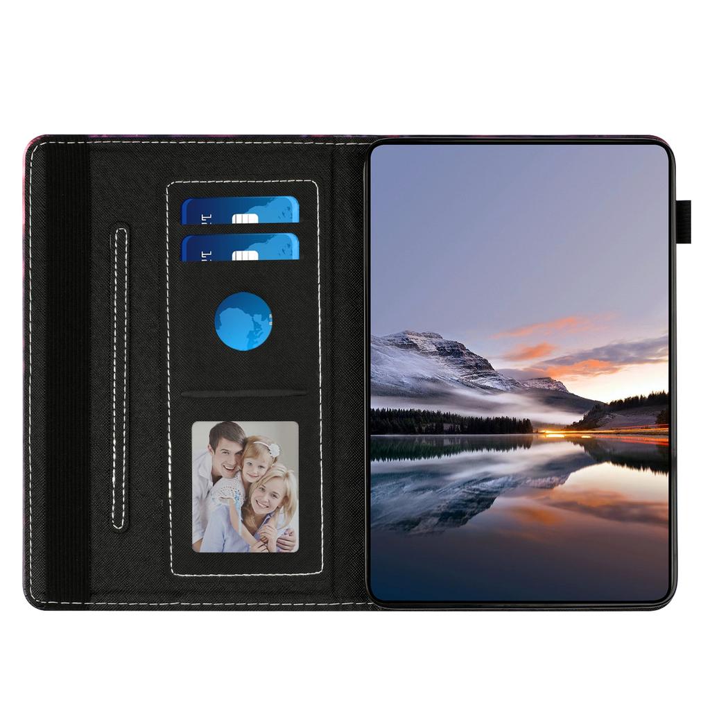 Für Samsung Galaxy Tab A9 Tablet Hülle Litschi-Textur Musterdruck Lederhülle Auto Sleep/Wake mit Kartenhalter