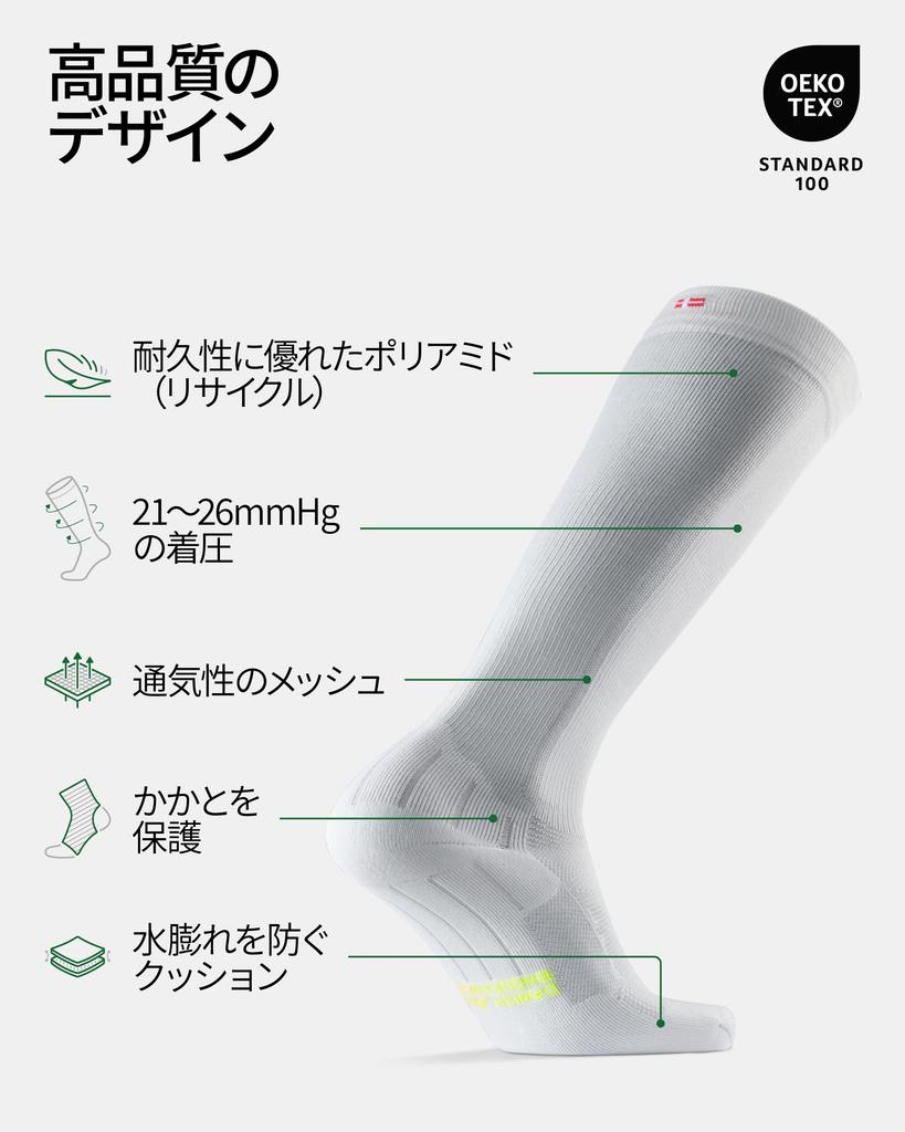 DANISH ENDURANCE Compression Multicolor 1 Sizes 2 Pairs Socks, (1 Black, White), 25.0-28.0 Cm,