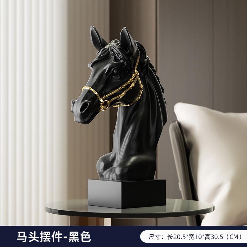 Gypsum sculpture Artistic horse head ornament Statues Soft decoration living room wine cabinet office Figurines Home Decor
