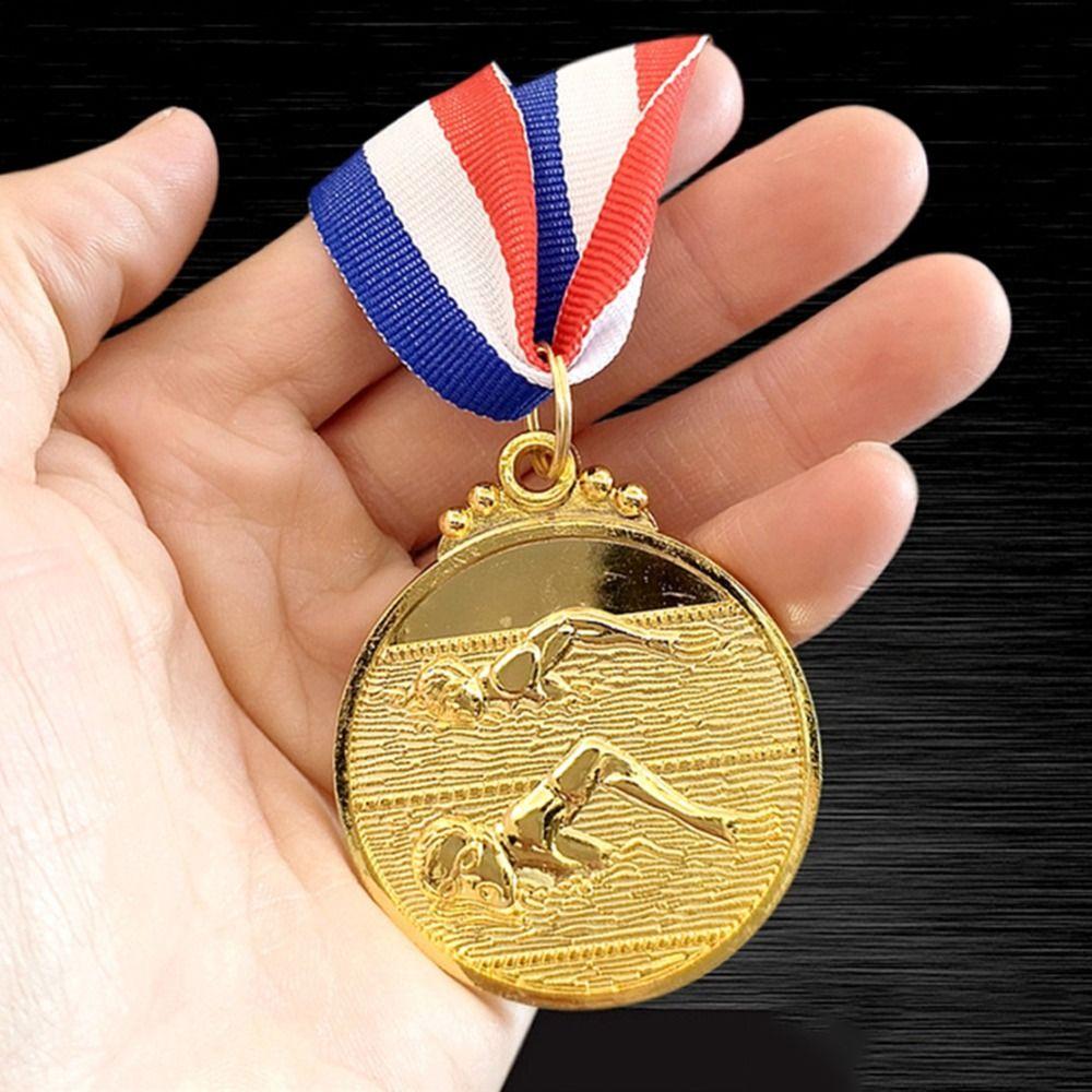 5cm Diameter Swimming Competition Medal Zinc Alloy Sports Award  Activity Contest