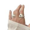 Korean Blogger Style Black & White Heart Drip Oil Ring - Simple, Versatile Stackable Index Finger Ring for Women