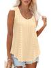 European & American Women's Summer Crew Neck Eyelet Sleeveless Tank Top T-Shirt